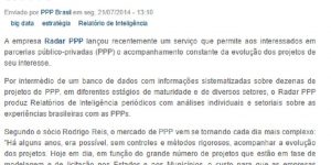 Reportagem - PPP Brasil sobre o Relatório de Inteligência (2014)