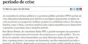 Reportagem - Valor Econômico - PPPs ganham mais importância em período de crise